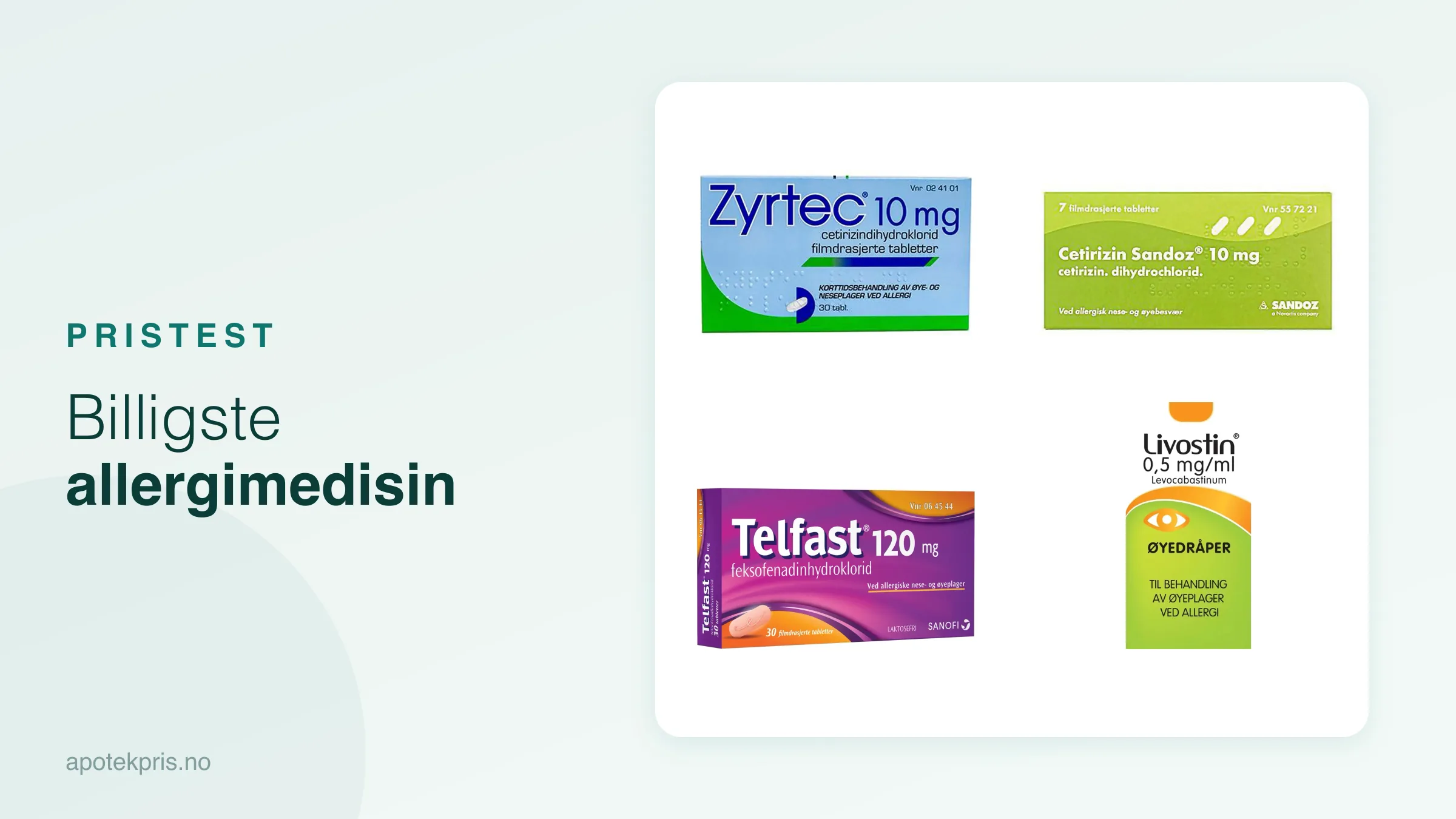 Billigste allergimedisin – prissammenligning av Zyrtec, Cetirizin, Telfast og Livostin