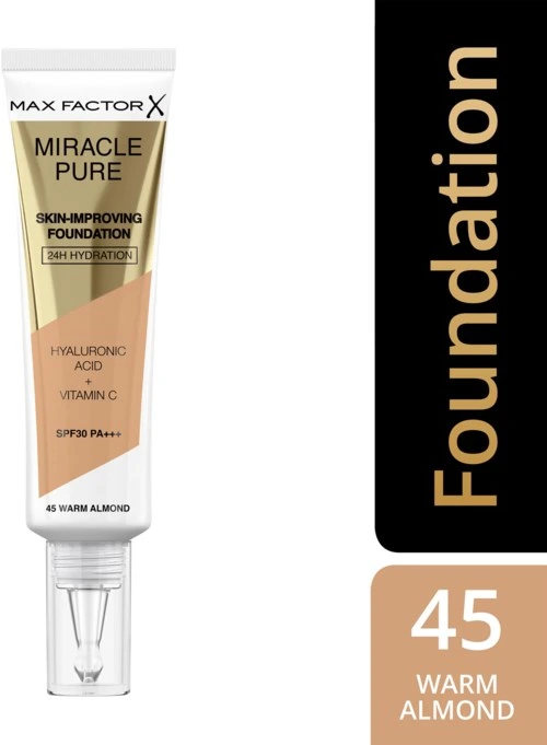 Max Factor Miracle Pure Skin Improving Foundation 45 Warm Almond