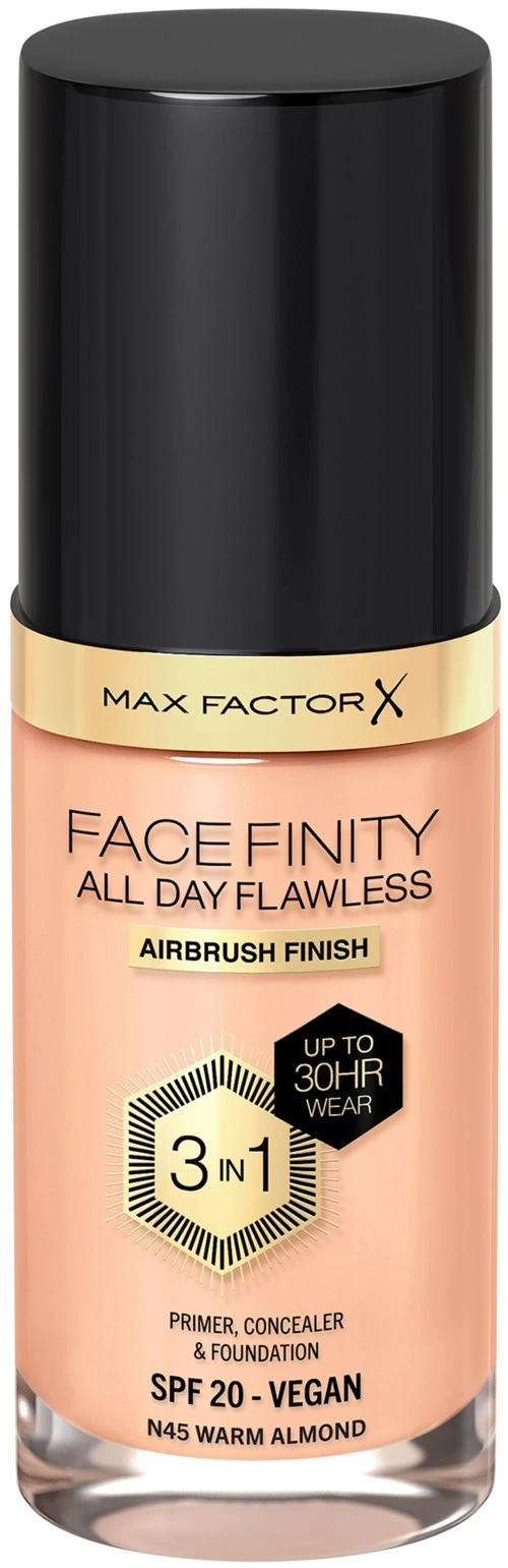 Max Factor Facefinity All Day Flawness 3in1 Liquid Foundation 45 Warm Almond