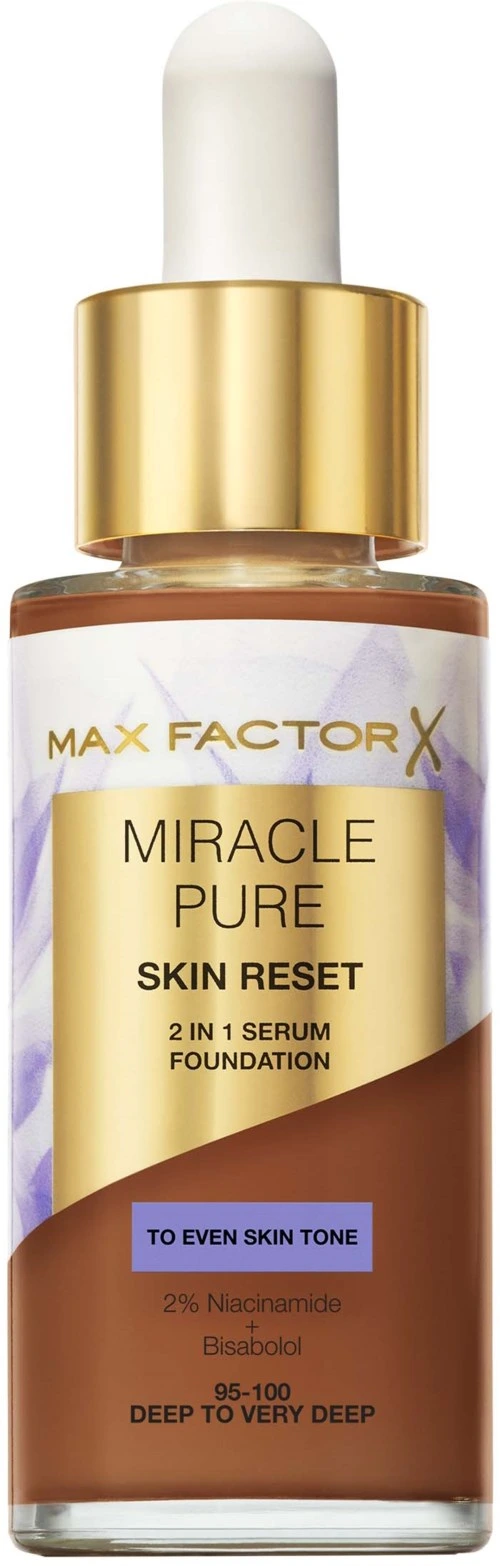 Max Factor Miracle Pure 2in1 Skin Reset Serum Foundation 95-100 Deep to Very Deep
