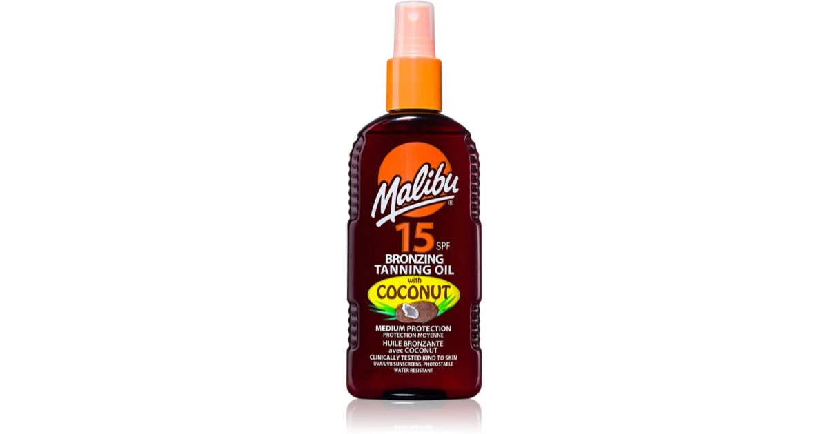Malibu Coconut Tanning Oil SPF 15 - Fuktighetsgivende Tanning Spray - 200ml