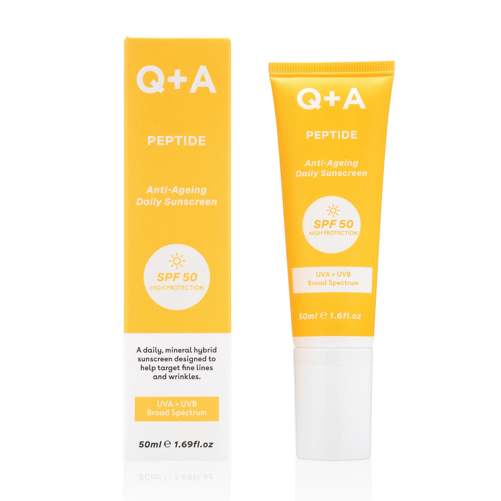 Q+A Peptide Renewing Daily Sunscreen SPF 50, 50 ml