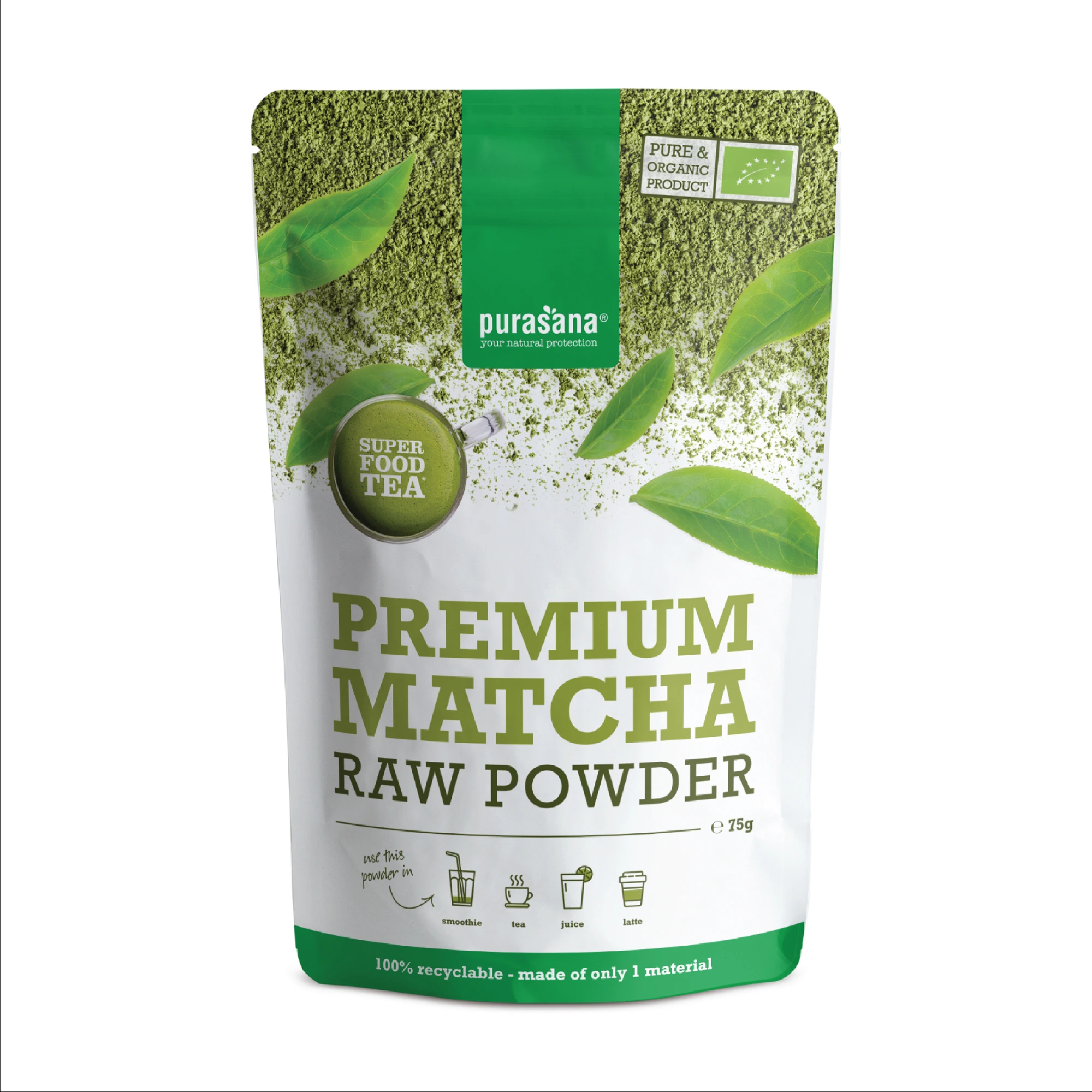 Purasana Premium Matcha Raw Powder, 75 g