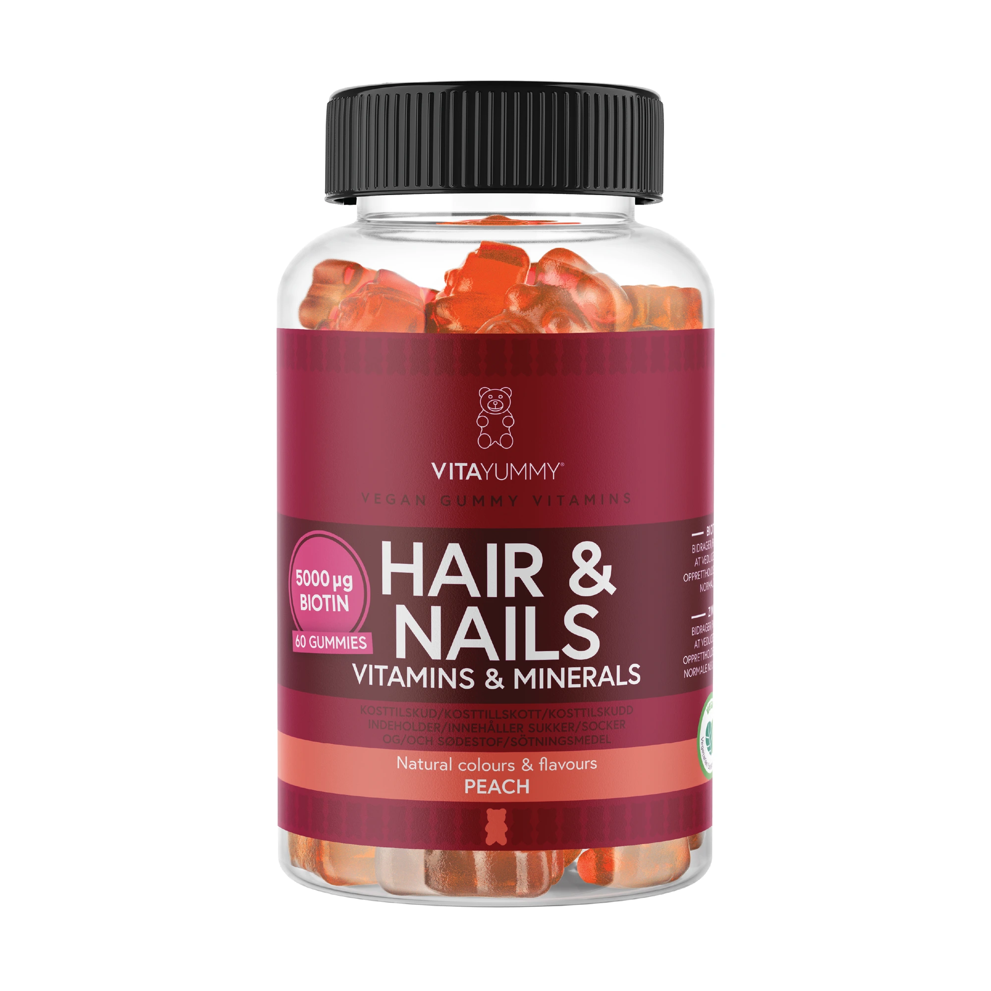 VitaYummy Hair & Nails, Fersken, 60 stk.