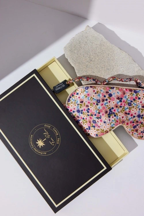 Fan Palm Eye Mask Cherry Blossom 100% mulberry silk