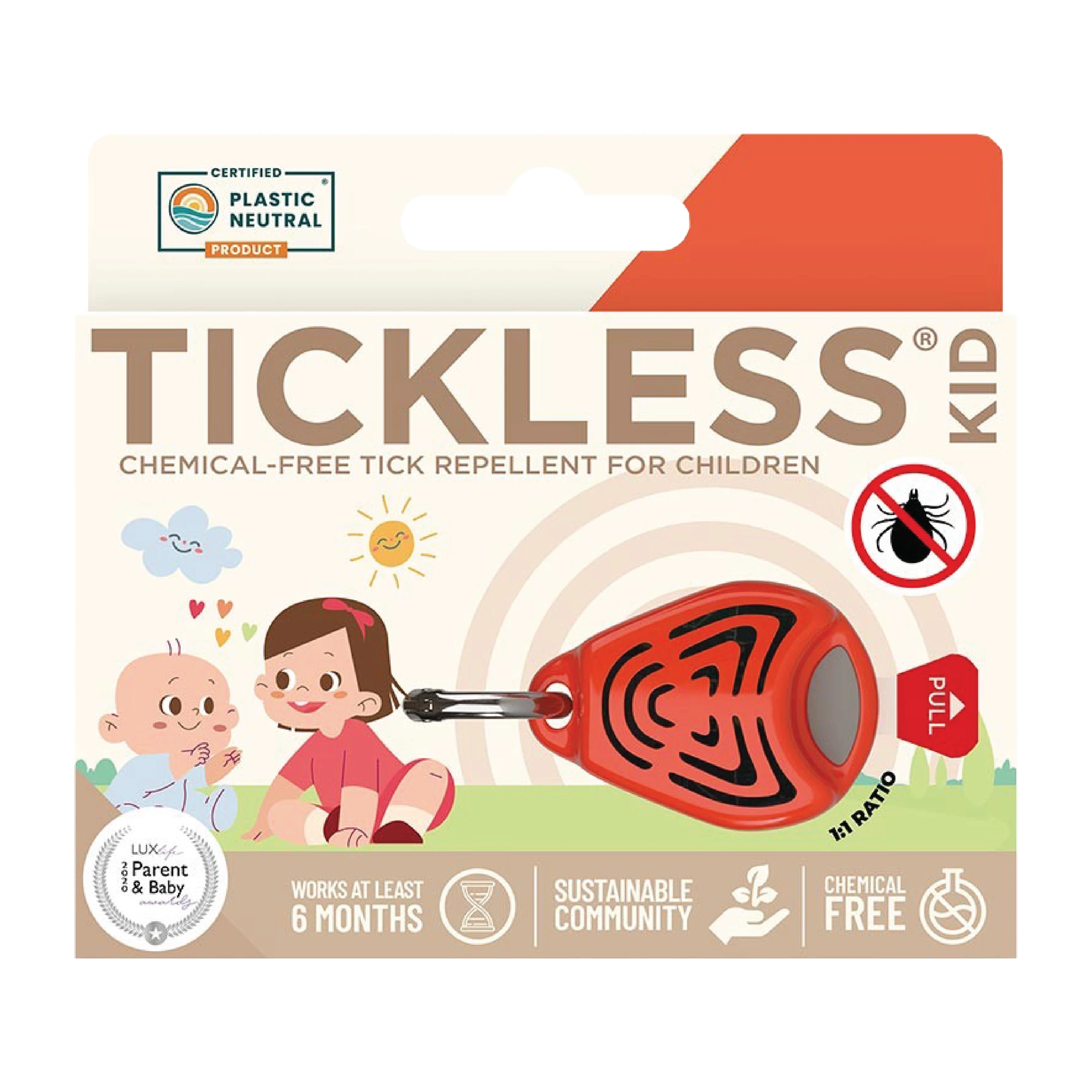 Tickless Kid elektronisk flåttjager, Rød, 1 stk.