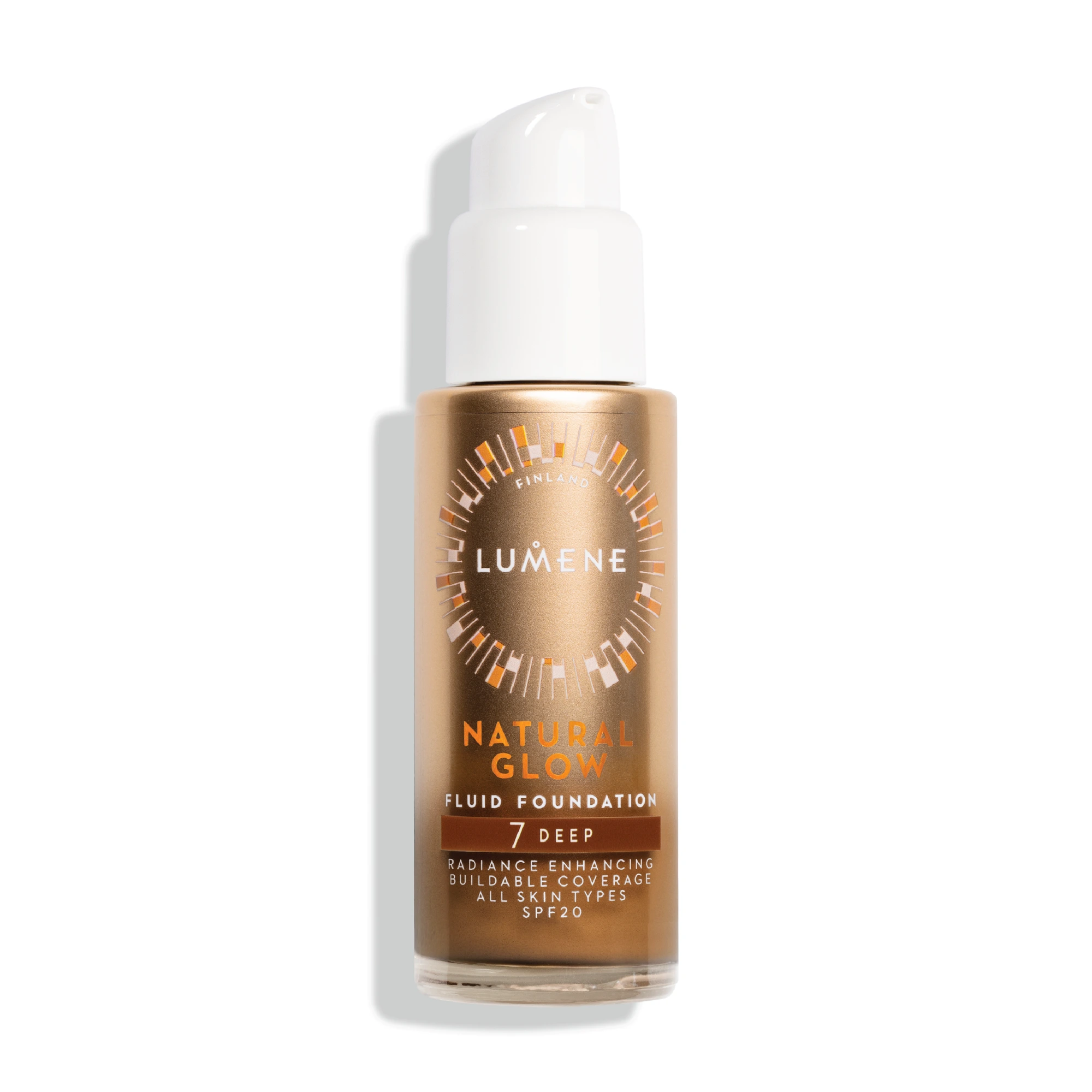 Lumene Natural Glow Fluid Foundation SPF20, 7 Deep, 30 ml