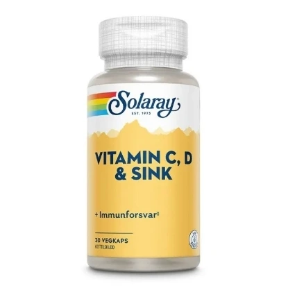 Solaray Vitamin C, D & Sink 30 kapsler – immunstøtte med bioflavonoider