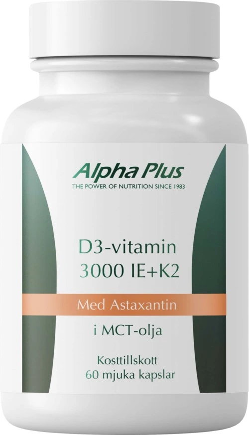 Alpha Plus D3-vitamin 3000 IE + K2 60 stk