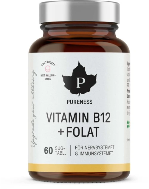 Pureness Vitamin B12 + Folat, Hallon 60 stk
