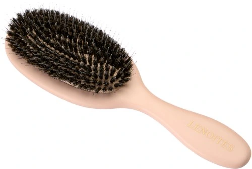 Lenoites Hair Brush Wild Boar with pouch and cleaner tool Blush