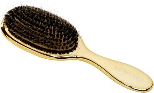 Lenoites Hair Brush Wild Boar with pouch and cleaner tool Guld