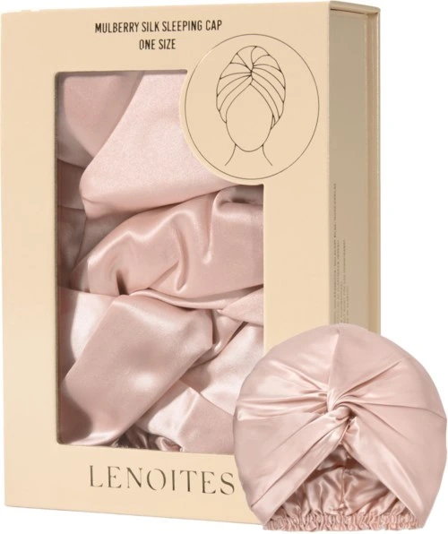 Lenoites Mulberry Silk Sleeping Cap Pink