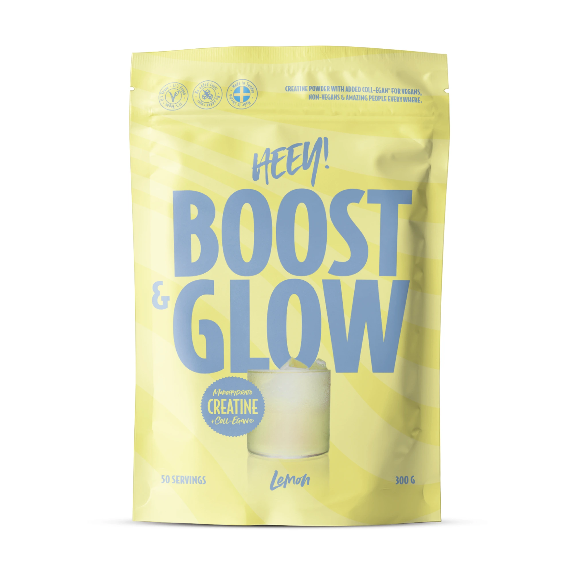 Heey! Boost & Glow Creatine + Coll-egan®, Lemon, 300 g