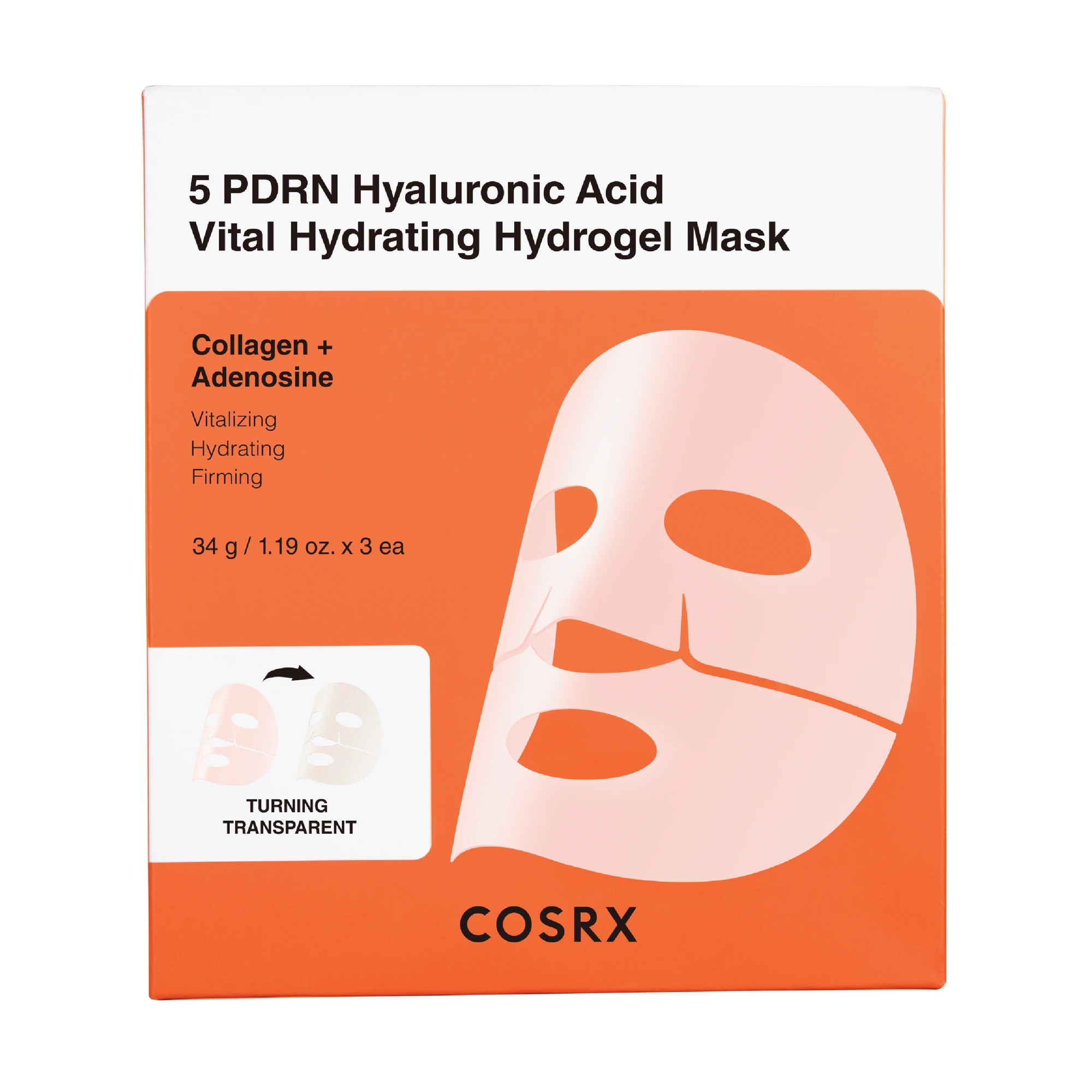 COSRX 5 PDRN Hyaluronic Acid Vital Hydrating Hydrogel Mask, 3 stk.