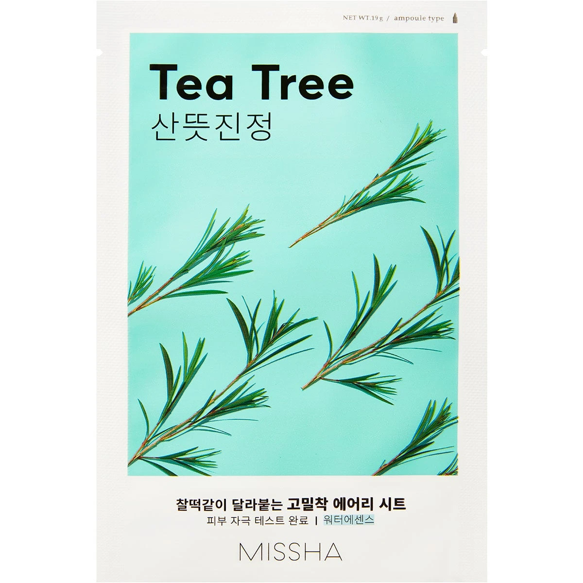 Missha Airy Fit Tea Tree-rensende og forfriskende arkmaske for sensitiv hud 19g