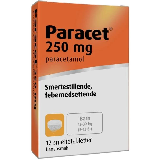 Paracet smeltetab med banansmak 250 mg