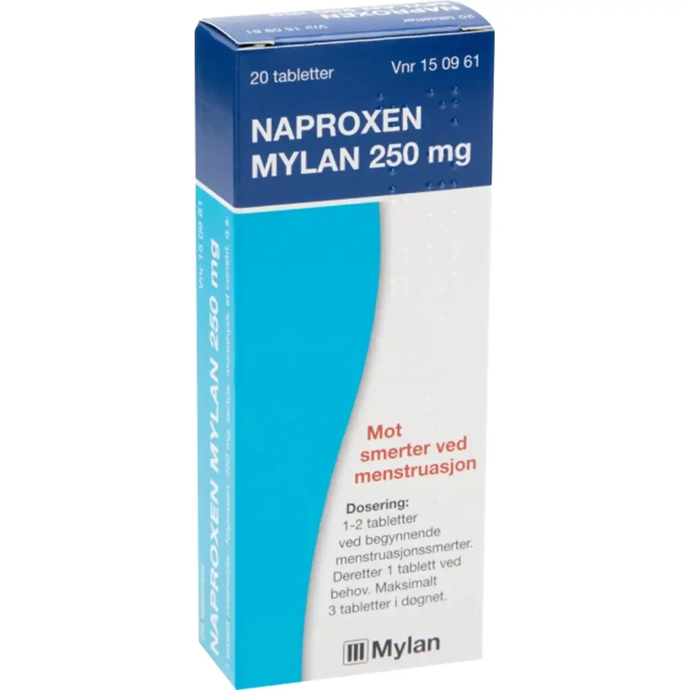 Naproxen Mylan Tabletter 250 mg, 20 stk.