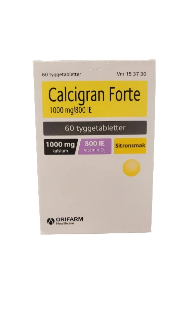 Calcigran Forte tyggetab 1000 mg/800 IE