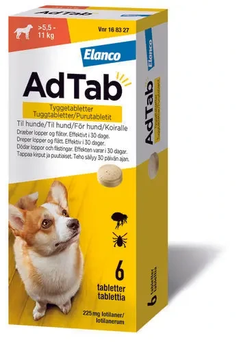 AdTab tyggetab katt,hund 225 mg