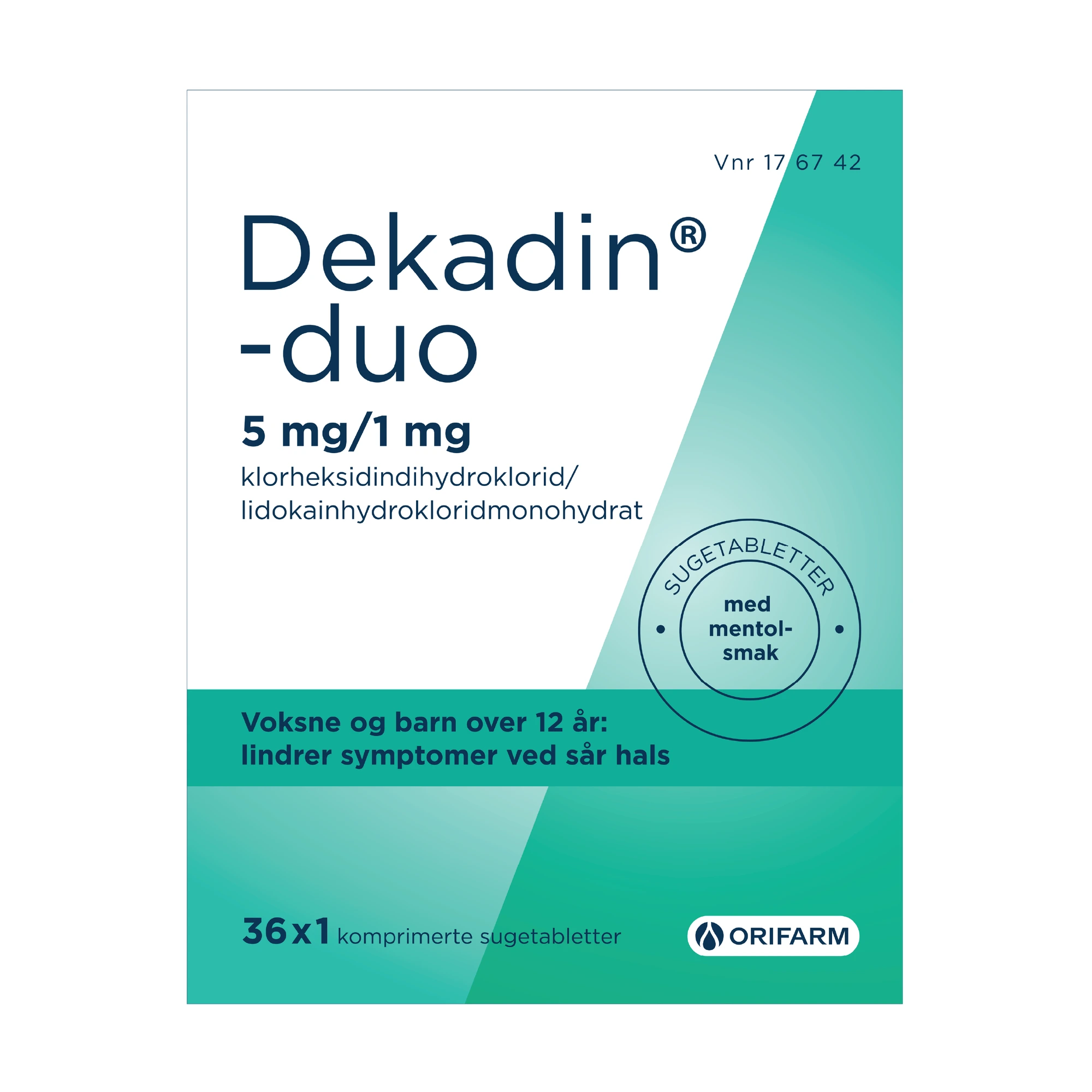 Dekadin-duo sugetab med mentolsmak 5 mg/1 mg