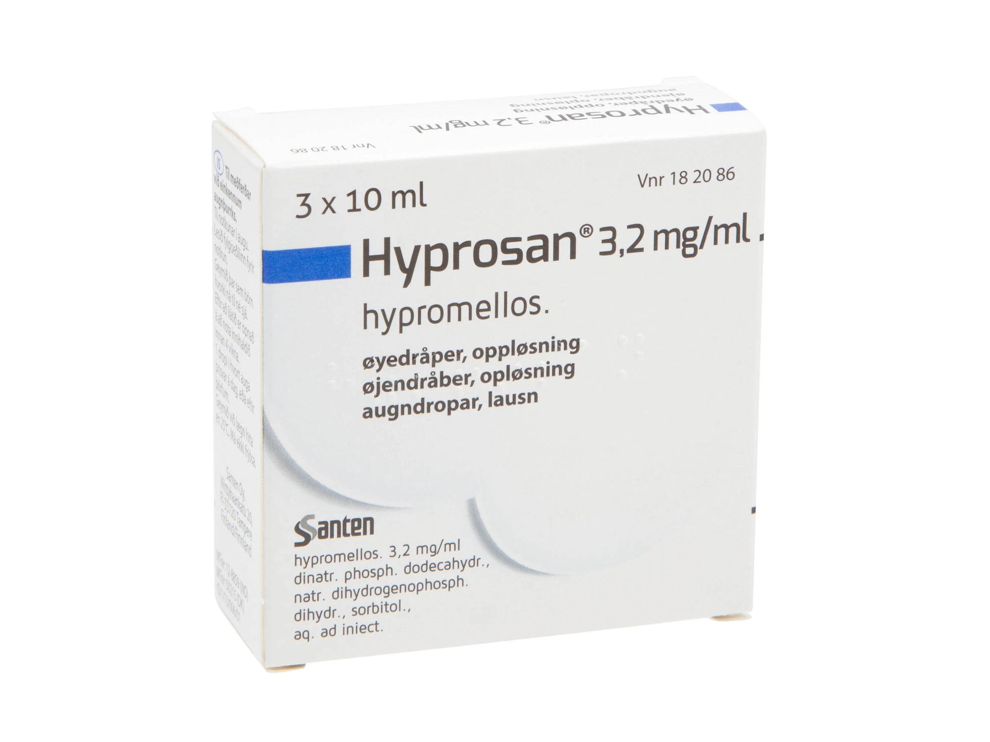 Hyprosan øyedr, oppl 3,2 mg/ml