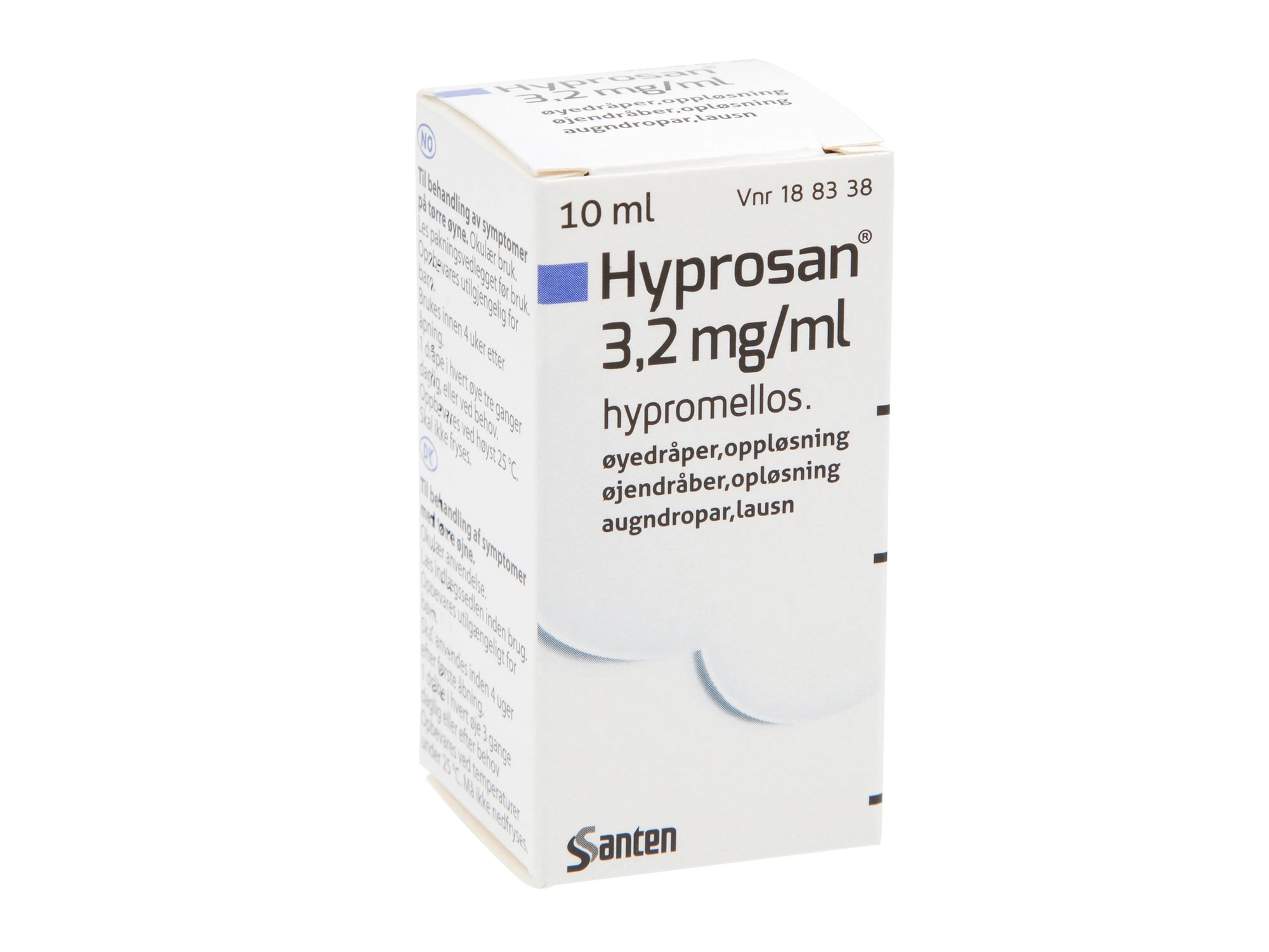 Hyprosan øyedr, oppl 3,2 mg/ml