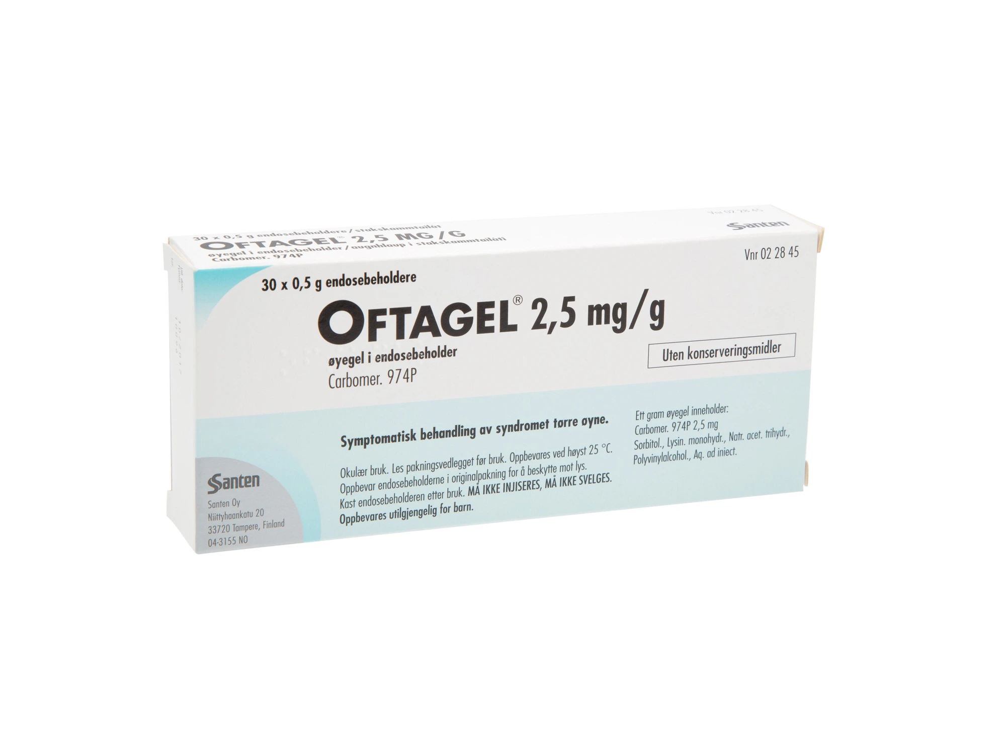 Oftagel øyegel 2,5 mg/g