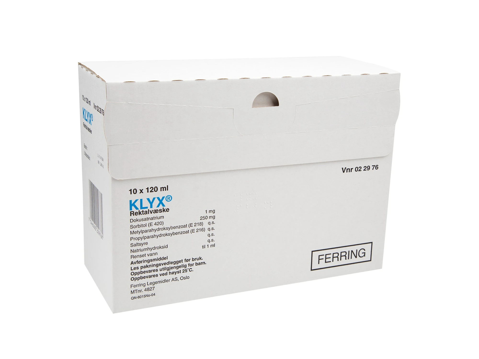 Klyx rektalvæske, oppl 1 mg/ml/250 mg/ml