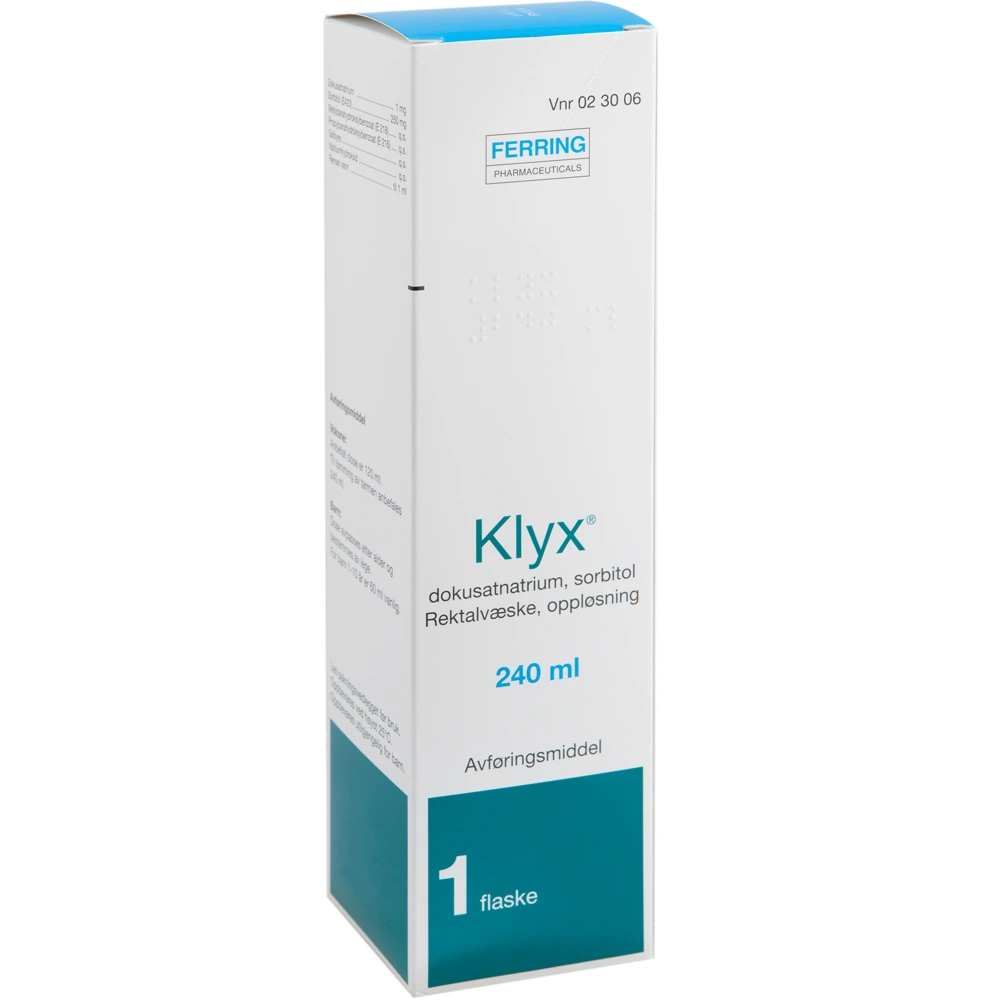 Klyx rektalvæske, oppl 1 mg/ml/250 mg/ml