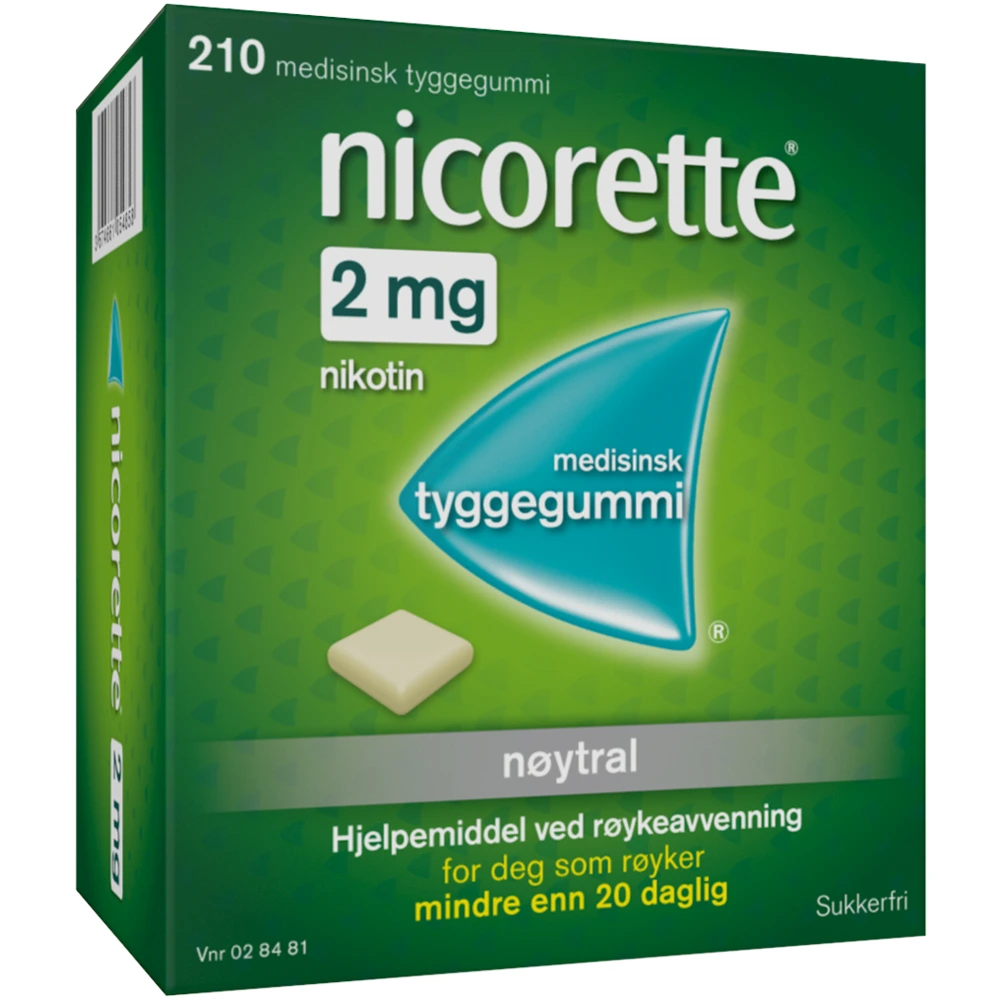 Nicorette medisinsk tyggegummi med nøytral smak 2 mg