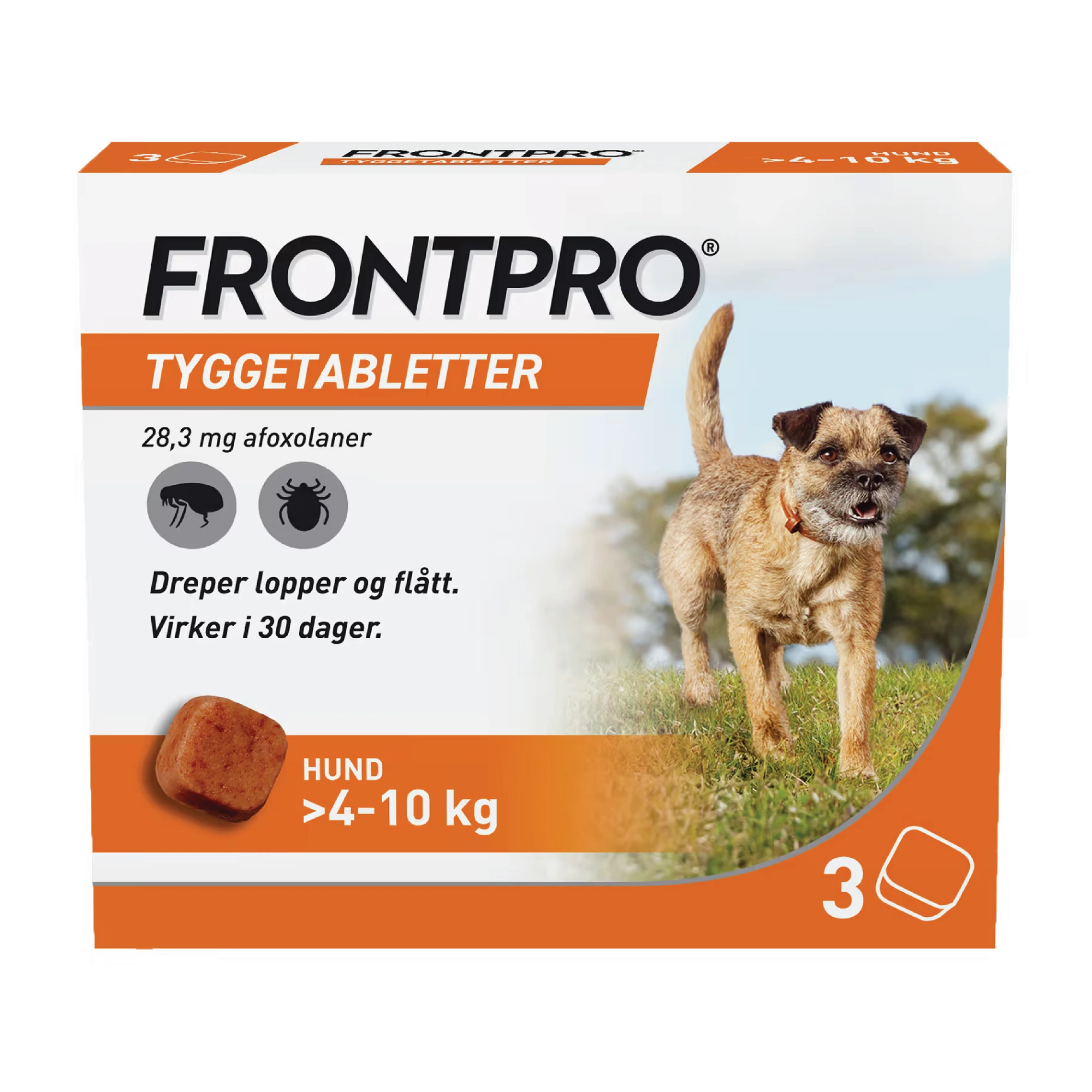 Frontpro 28 mg tyggetabletter til hund (>4-10 kg) 3 stk