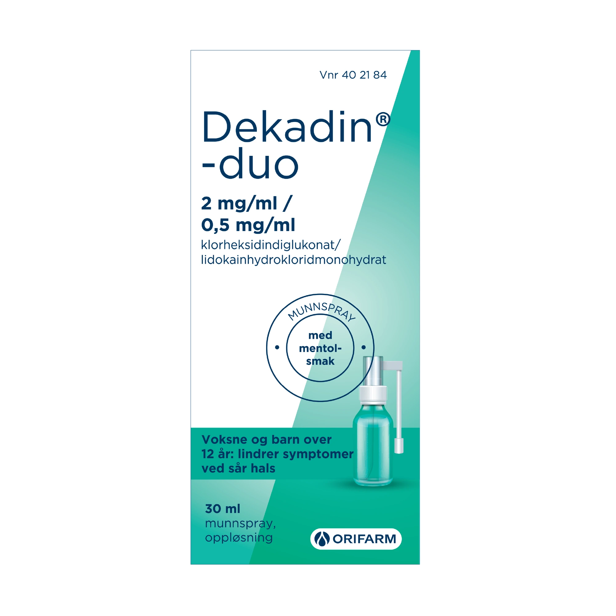 Dekadin-duo munnspray oppl med mentolsmak 2 mg/ml/0,5 mg/ml