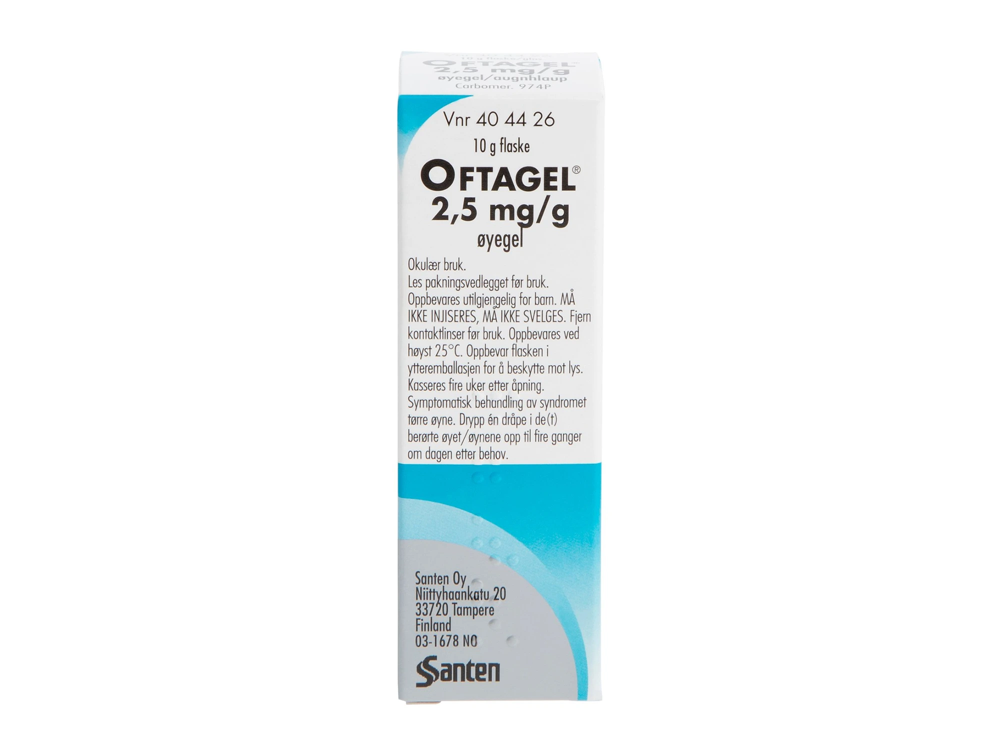 Oftagel øyegel 2,5 mg/g