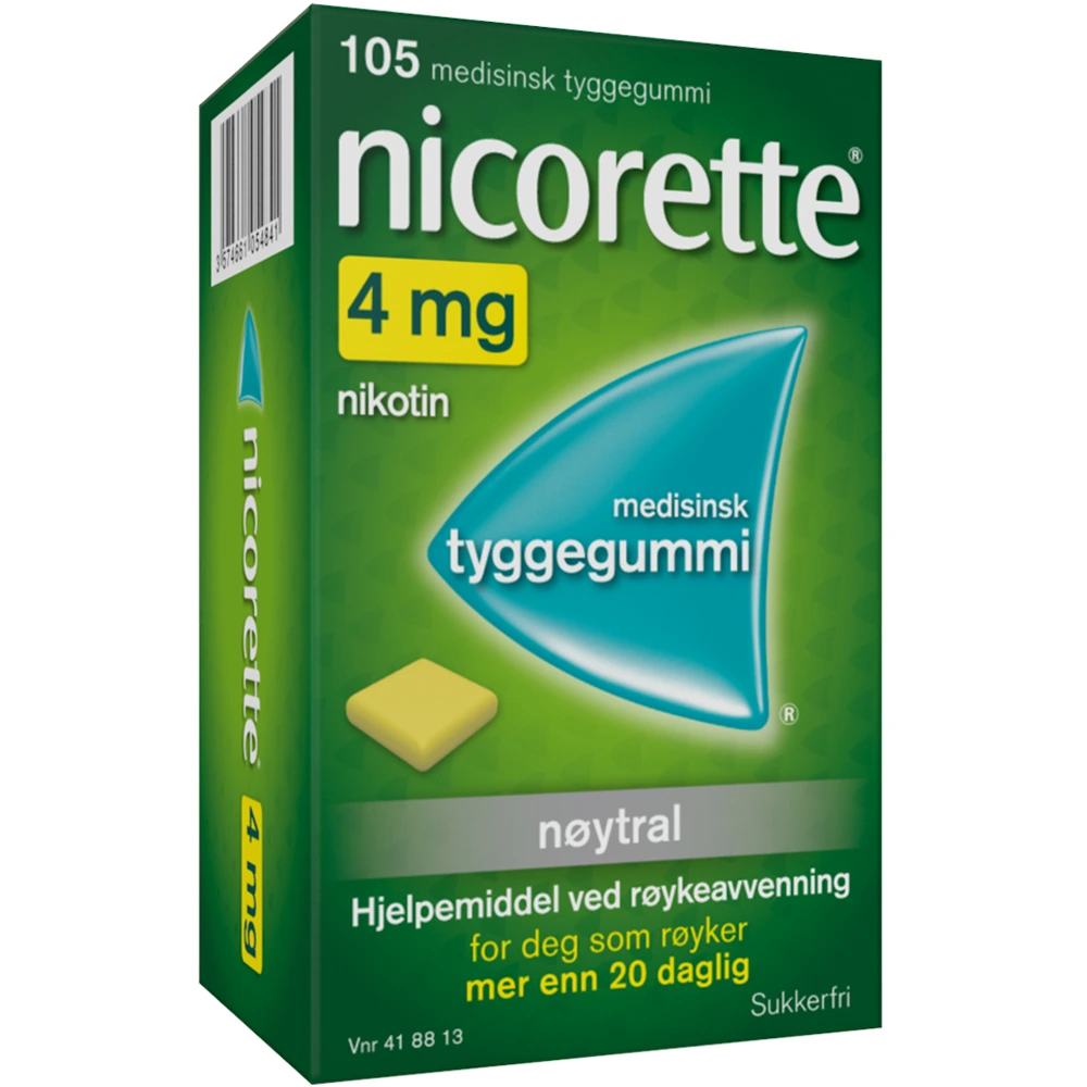 Nicorette medisinsk tyggegummi med nøytral smak 4 mg