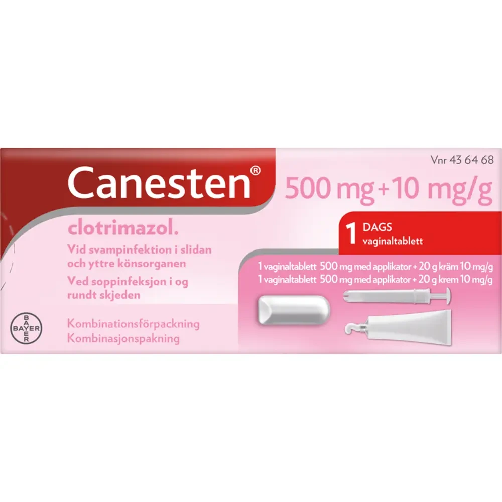 Canesten krem 10 mg/g/vag tab 500 mg