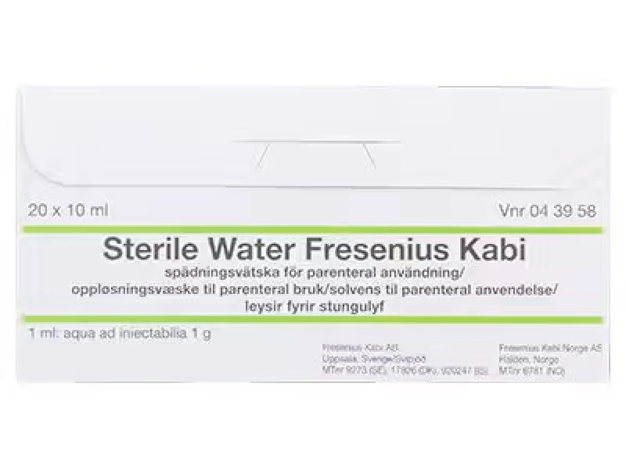 Sterile water Fresenius Kabi oppl væske til parenteral bruk