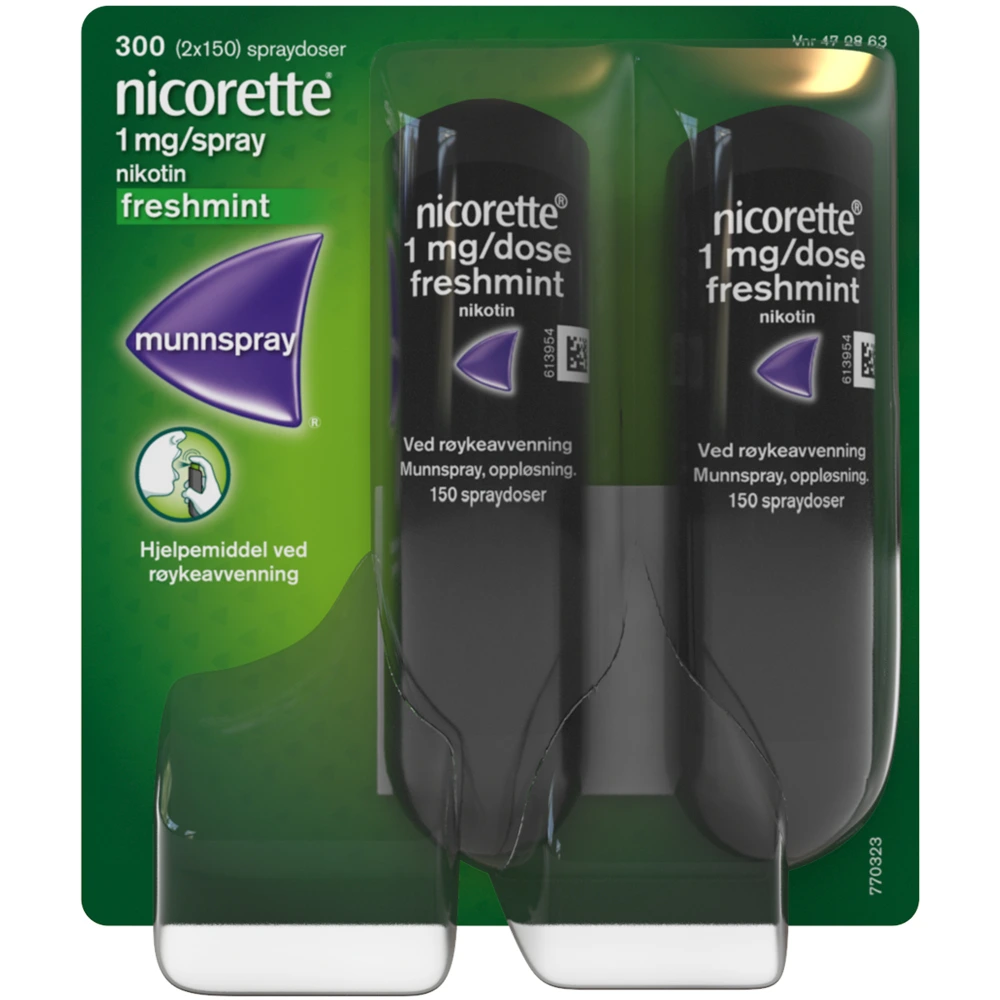 Nicorette munnspray oppl med frisk mintsmak 1 mg/dose
