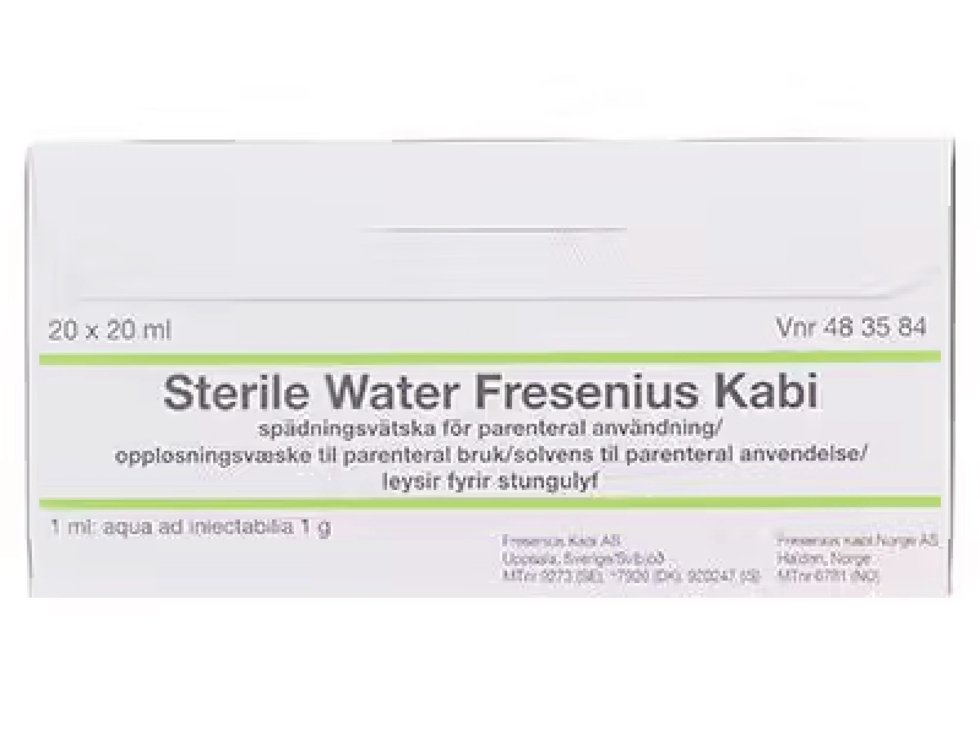 Sterile water Fresenius Kabi oppl væske til parenteral bruk