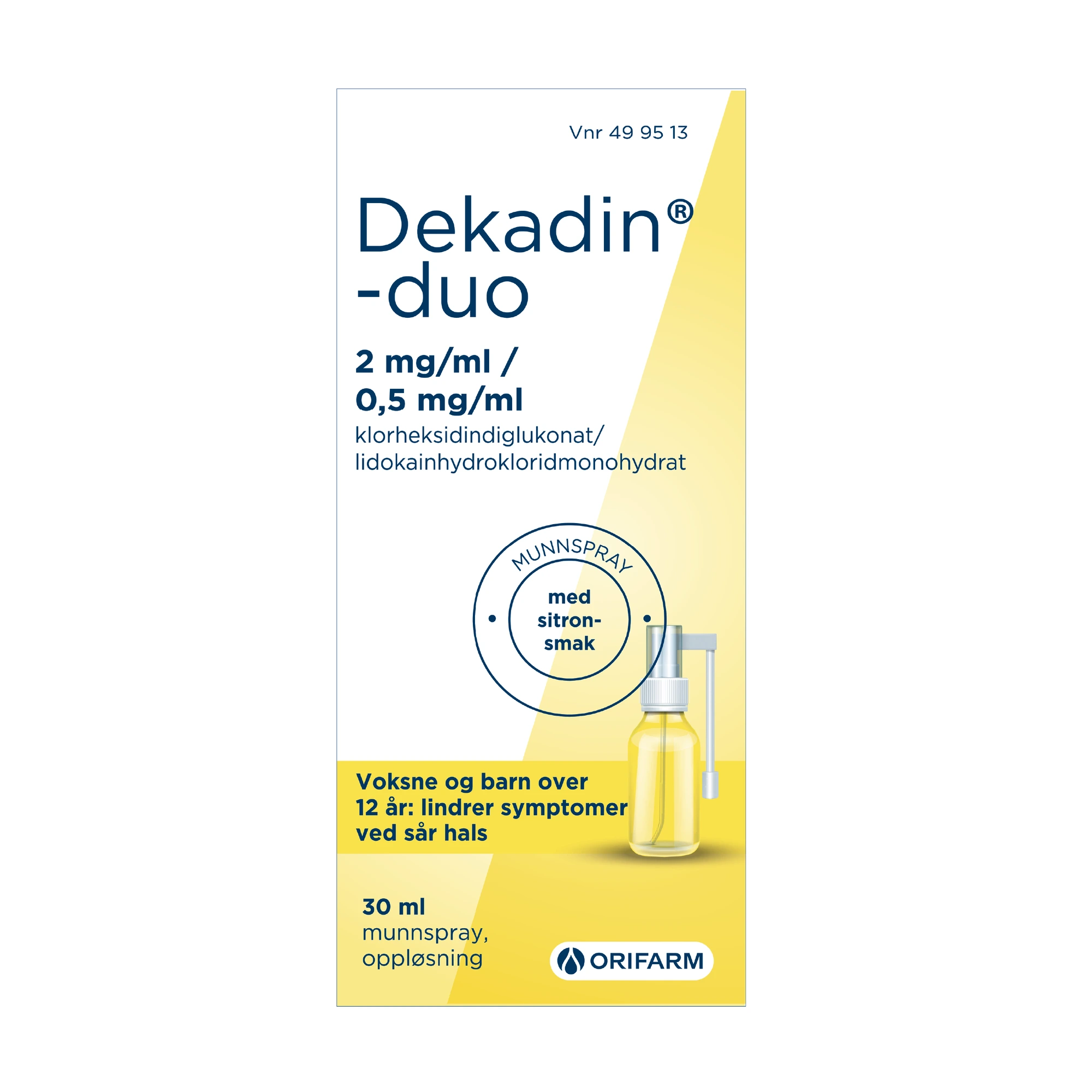 Dekadin-duo munnspray oppl med sitronsmak 2 mg/ml/0,5 mg/ml