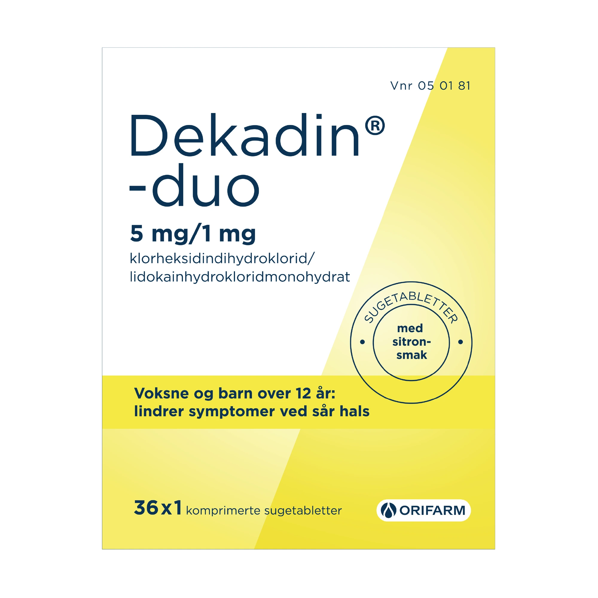 Dekadin-duo sugetab med sitronsmak 5 mg/1 mg