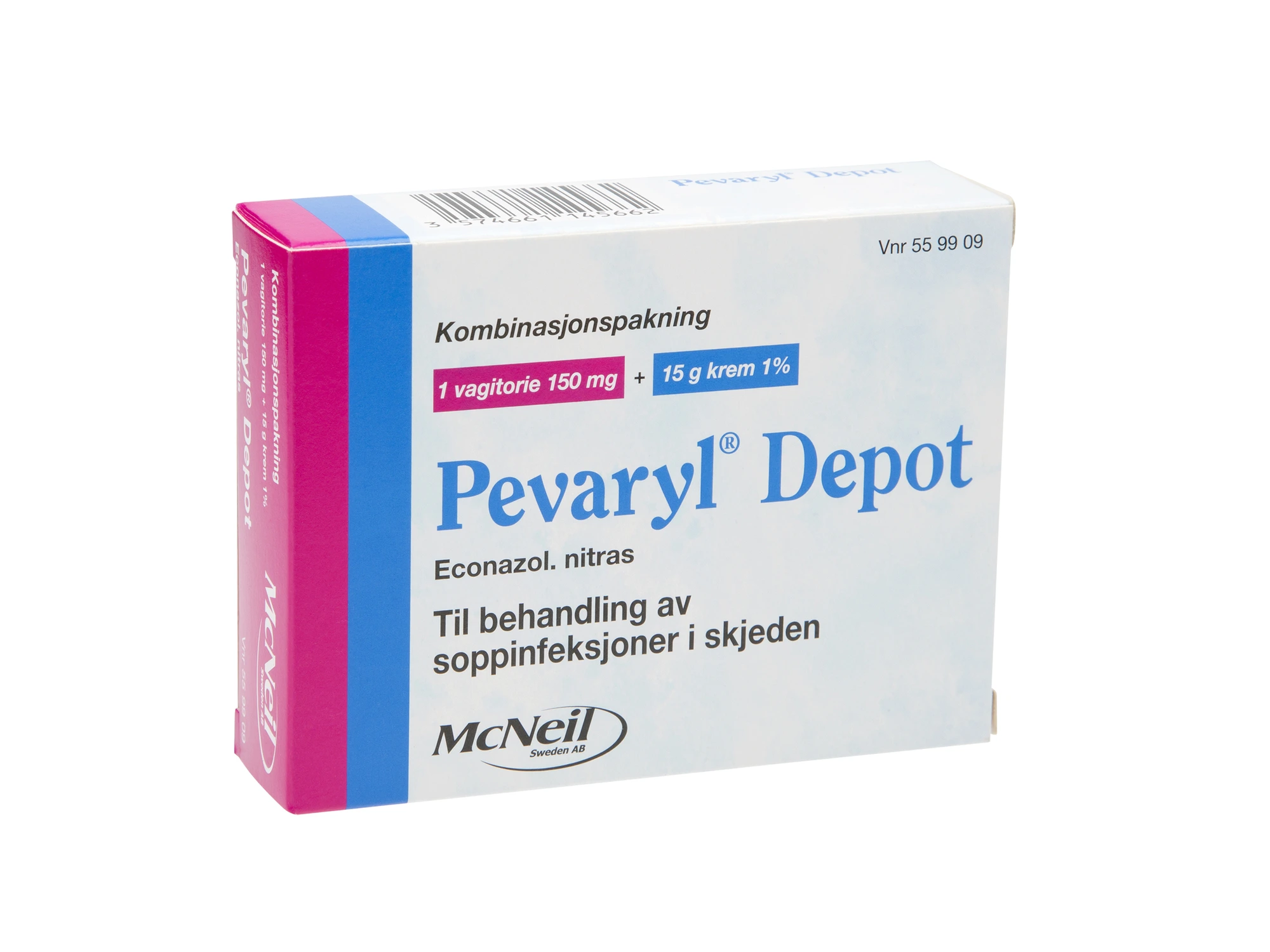 Pevaryl Depot Kombinasjonspakning vagitorie 150 mg/krem 1 %