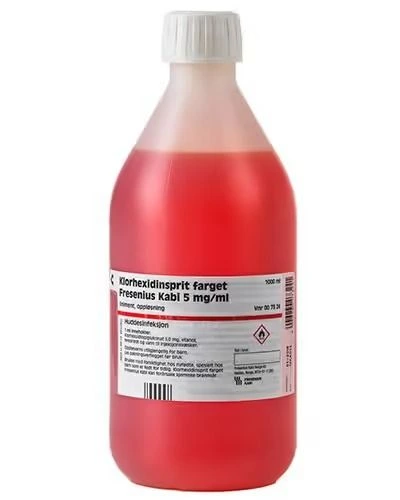 Klorhexidinsprit farget Fresenius Kabi liniment, oppl 5 mg/ml