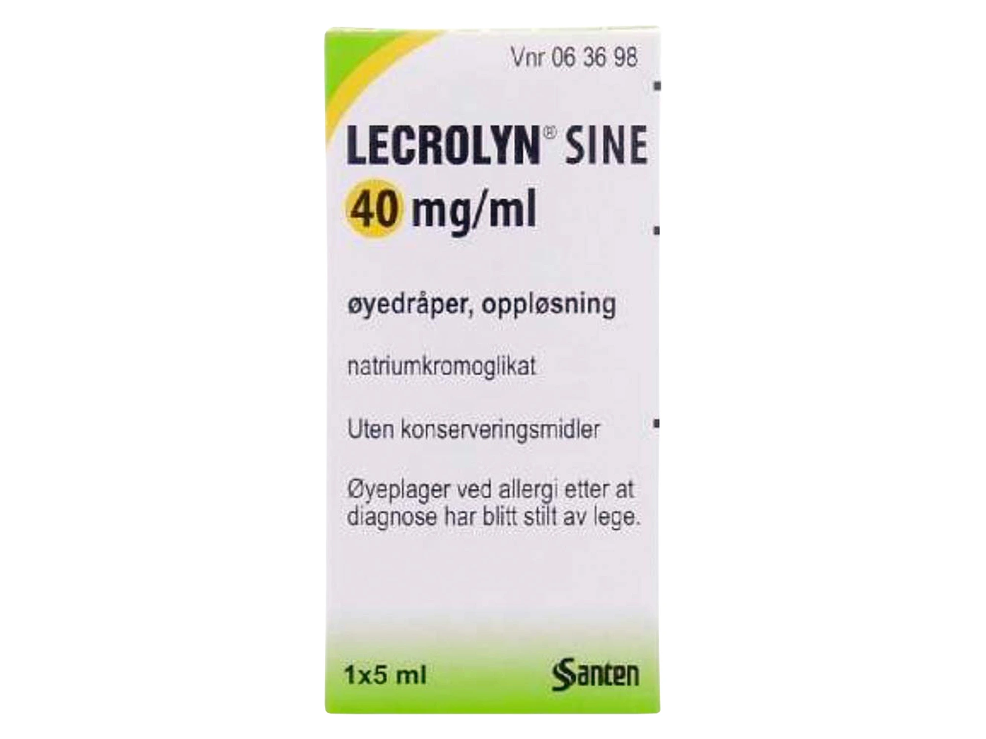 Lecrolyn sine øyedr, oppl 40 mg/ml, 1 x 5 ml