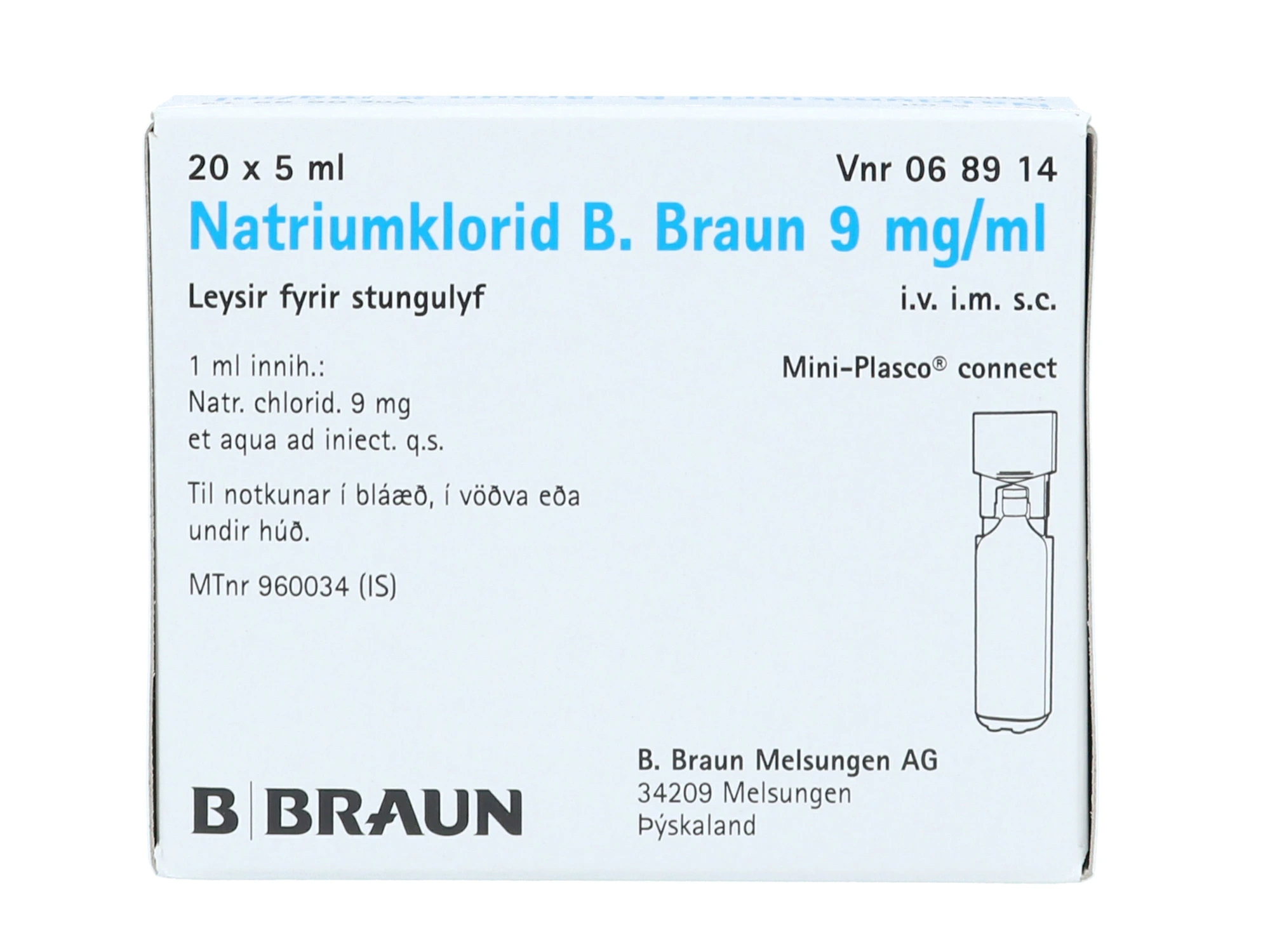 Natriumklorid B. Braun oppl væske til parenteral bruk 9 mg/ml