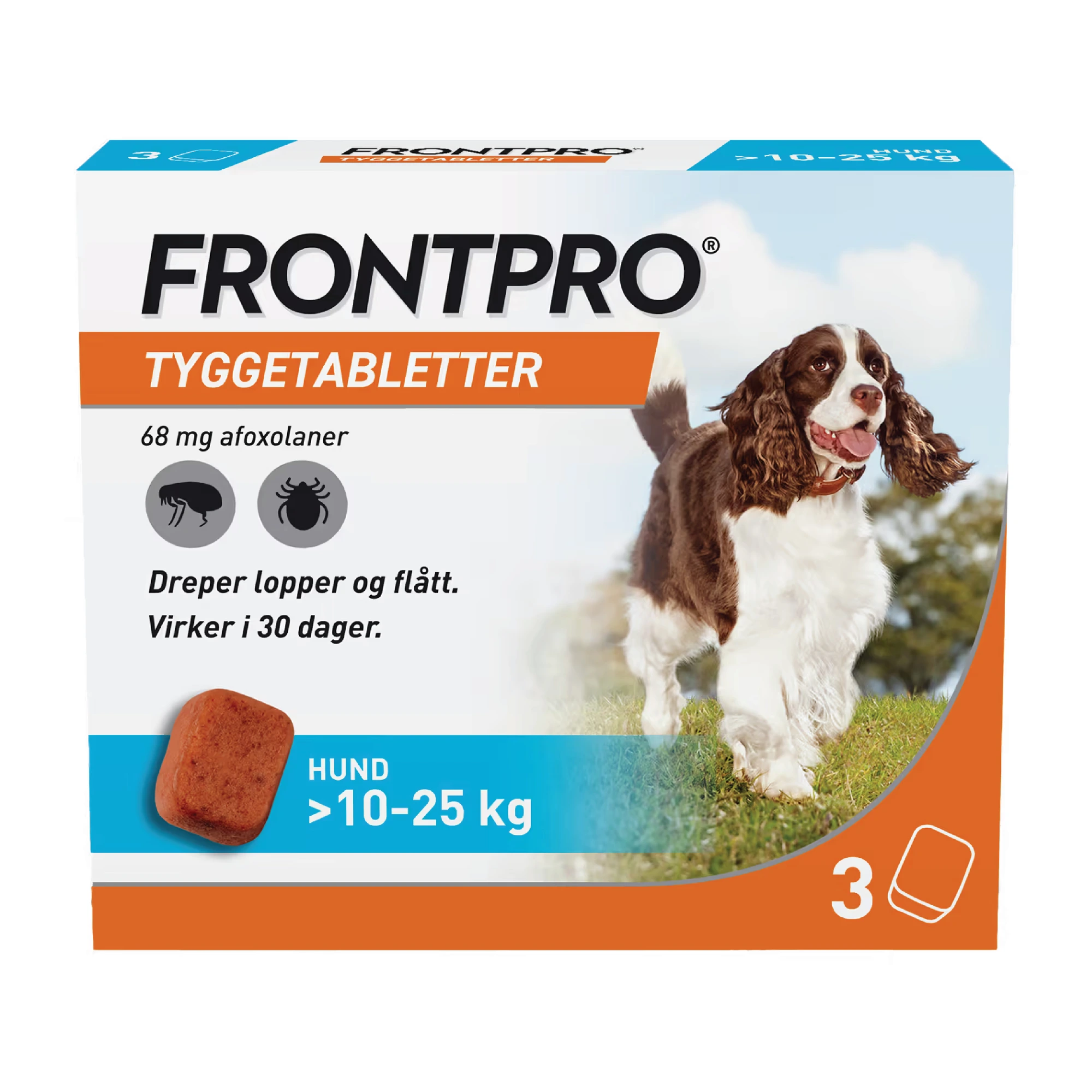 Frontpro 68 mg tyggetabletter til hund (>10-25 kg) 3 stk