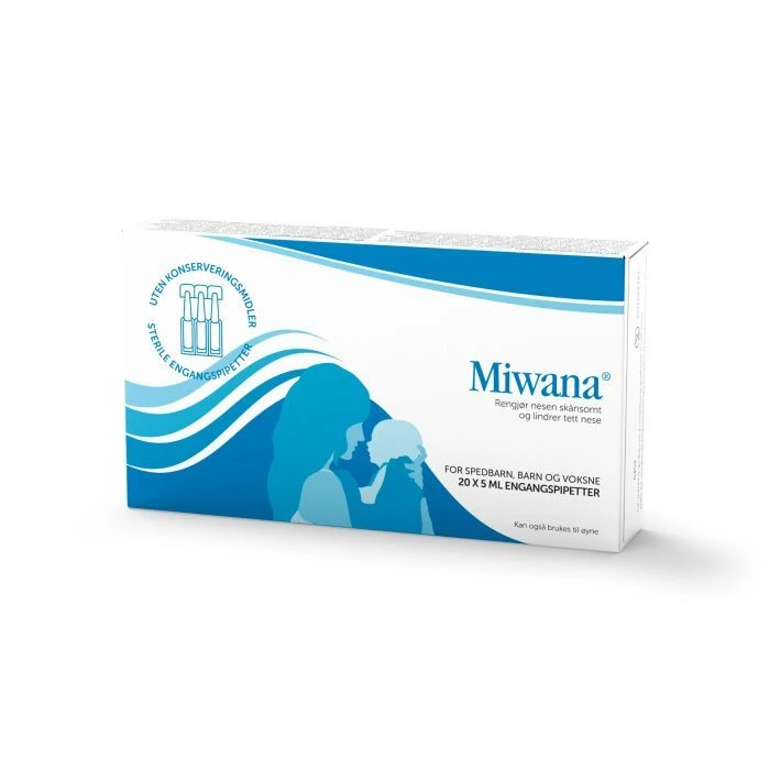 Miwana saltvann engangspipetter til nese og øyne 20x5 ml