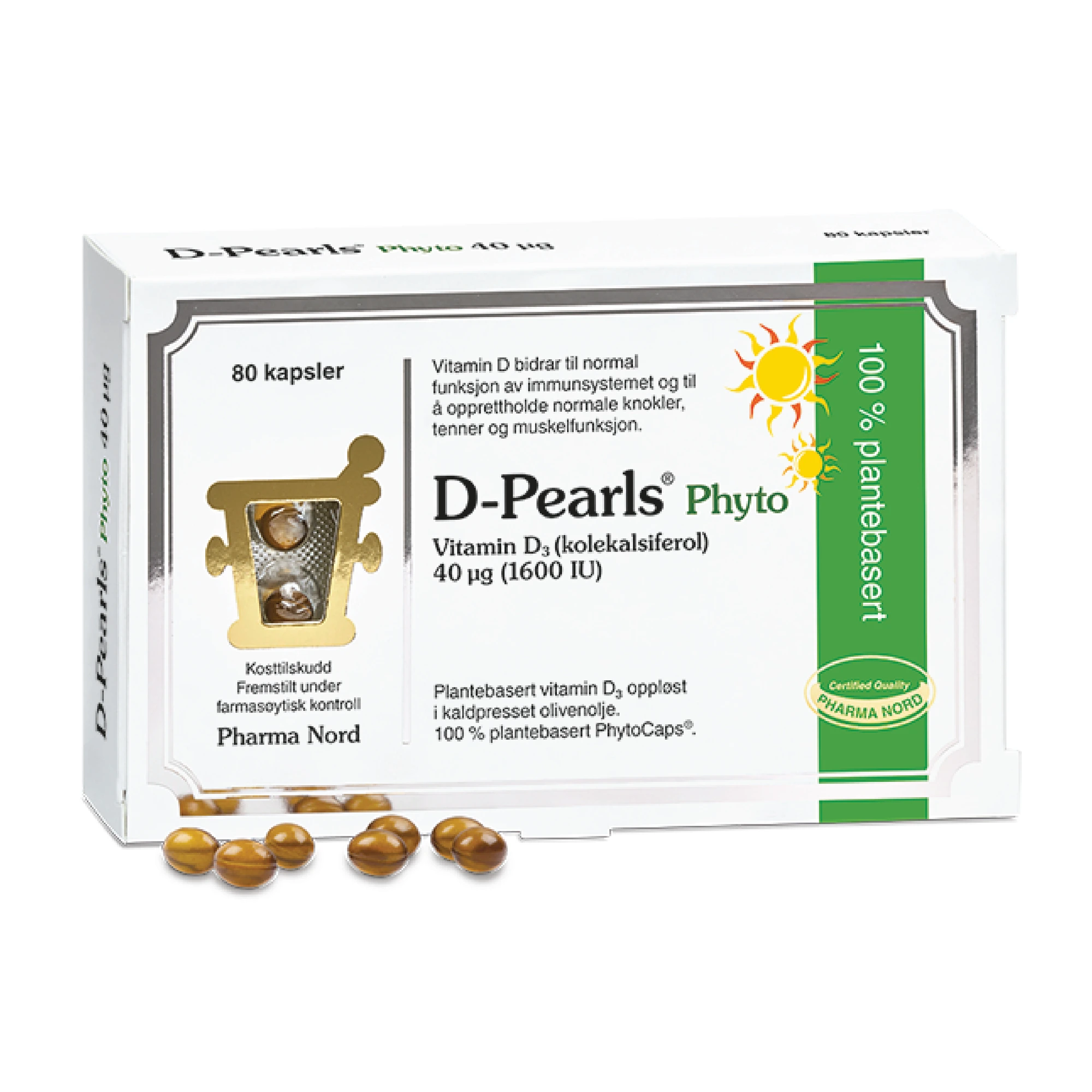 D-pearls phyto kaps 40 mikrog, 80 stk