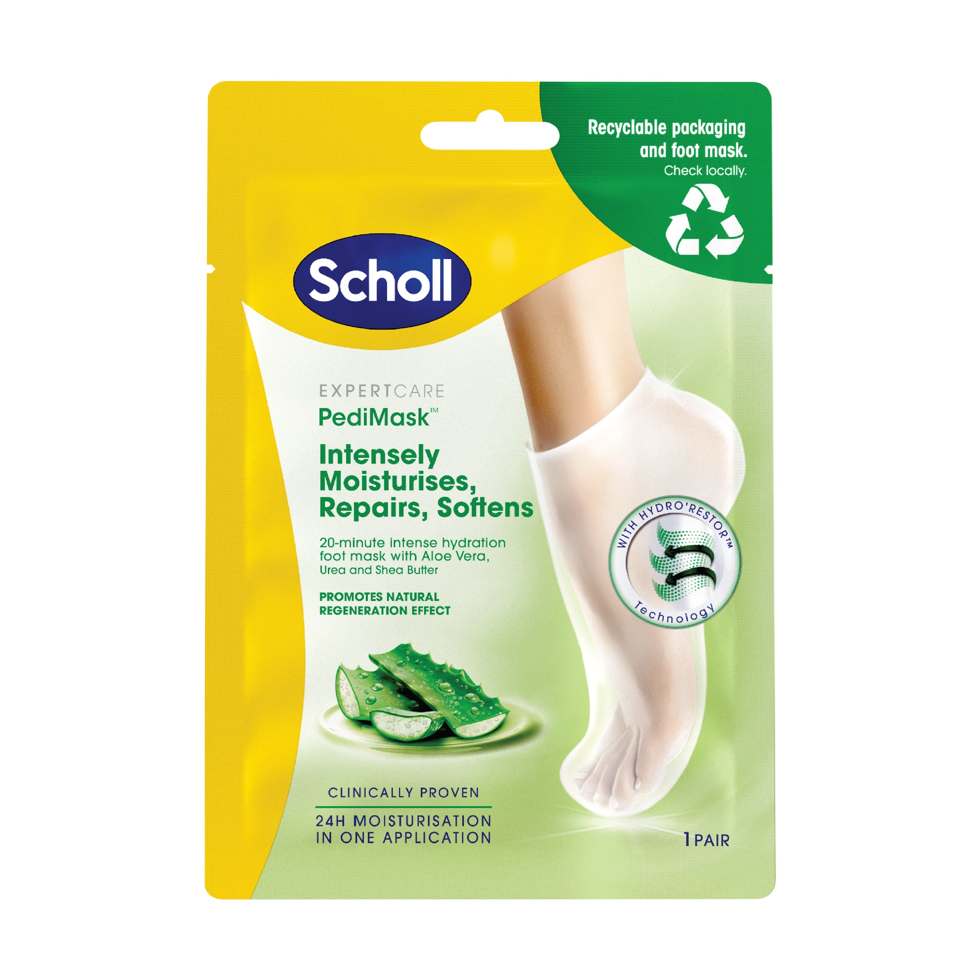 Scholl Pedimask Aloe Vera fotmaske sokker 1 par