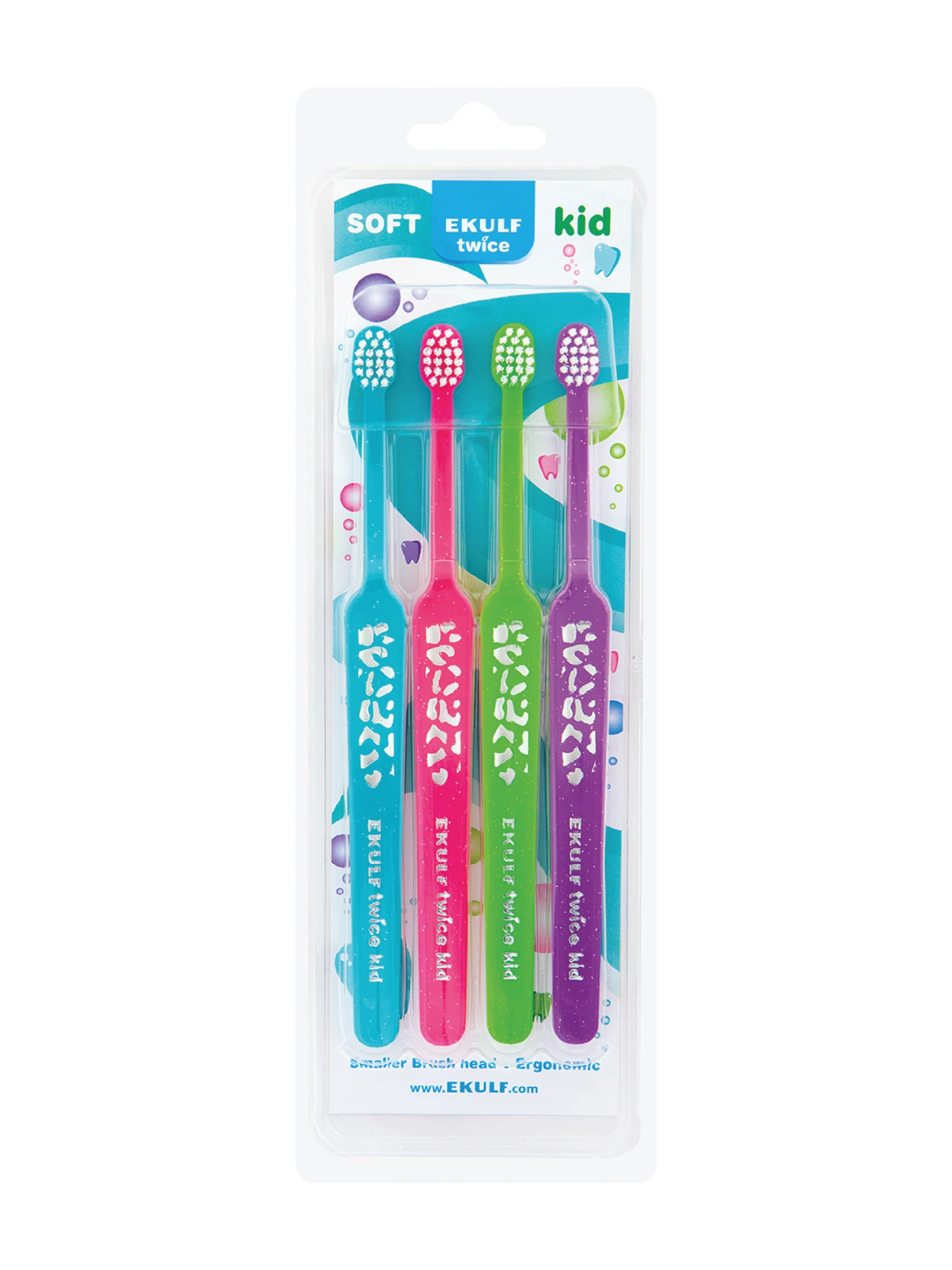 Ekulf Twice Kids Tannbørste Soft, 4 stk.